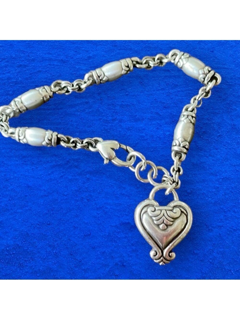 Brighton vintage retired Blair silver chain and heart pendant bracelet 2247